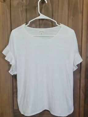 Max Studio White Ruffle Sleeve Blouse